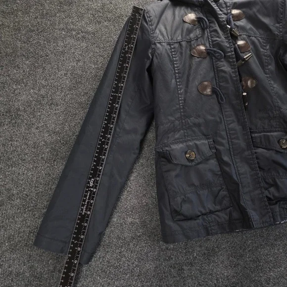 AEROPOSTALE‎ Womens Navy Blue Hooded Duffle Military Jacket Sz S Water Resistant - Picture 9 of 14